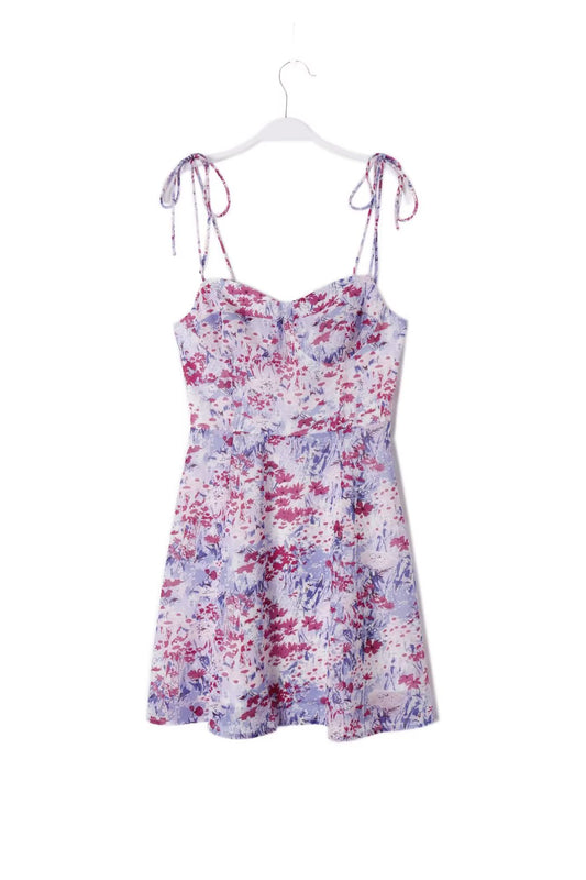 Purple Printed Short Summer Dress