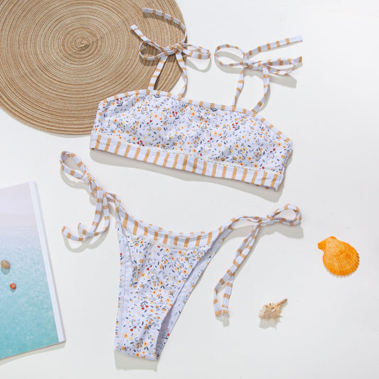 Bandeau Top & Cheeky Bikini With Ties