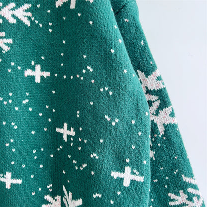 Snowflake Printed Oversized Sweater