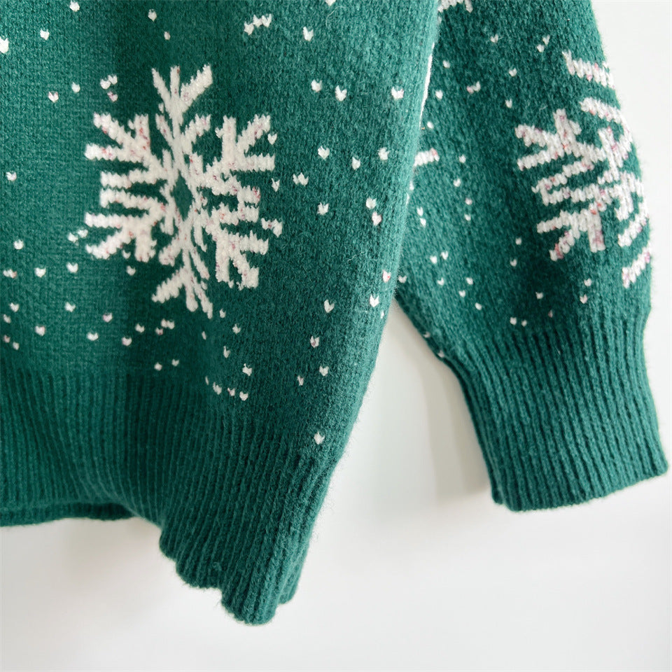 Snowflake Printed Oversized Sweater