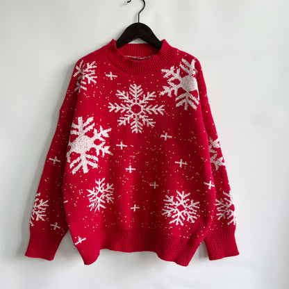 Snowflake Printed Oversized Sweater