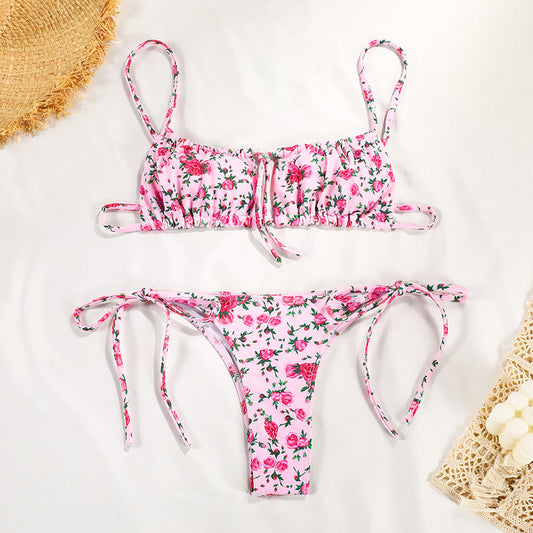 Printed Bikini Set With Ruched Cheeky Bottoms