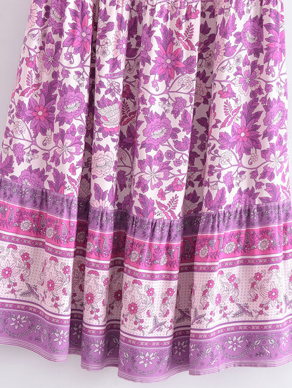 Purple Printed Long Flowy Skirt