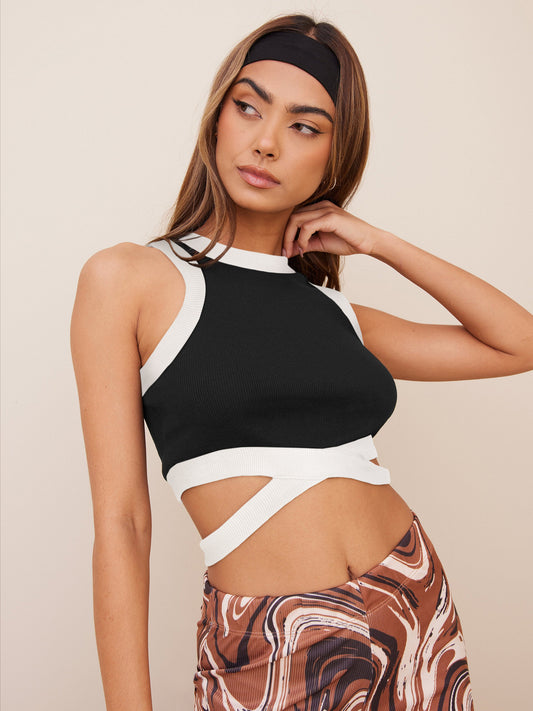 Sleeveless Crop Top With Wrap Around Ties