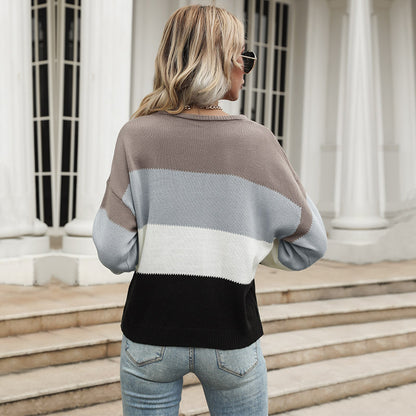 Color Block Long Sleeve Sweater