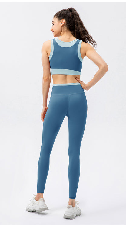 Colorblock Yoga Set With Top & Leggings