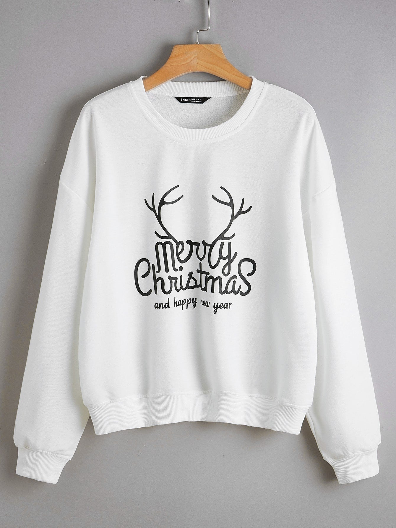 Merry Christmas Printed Loose Fit Pullover