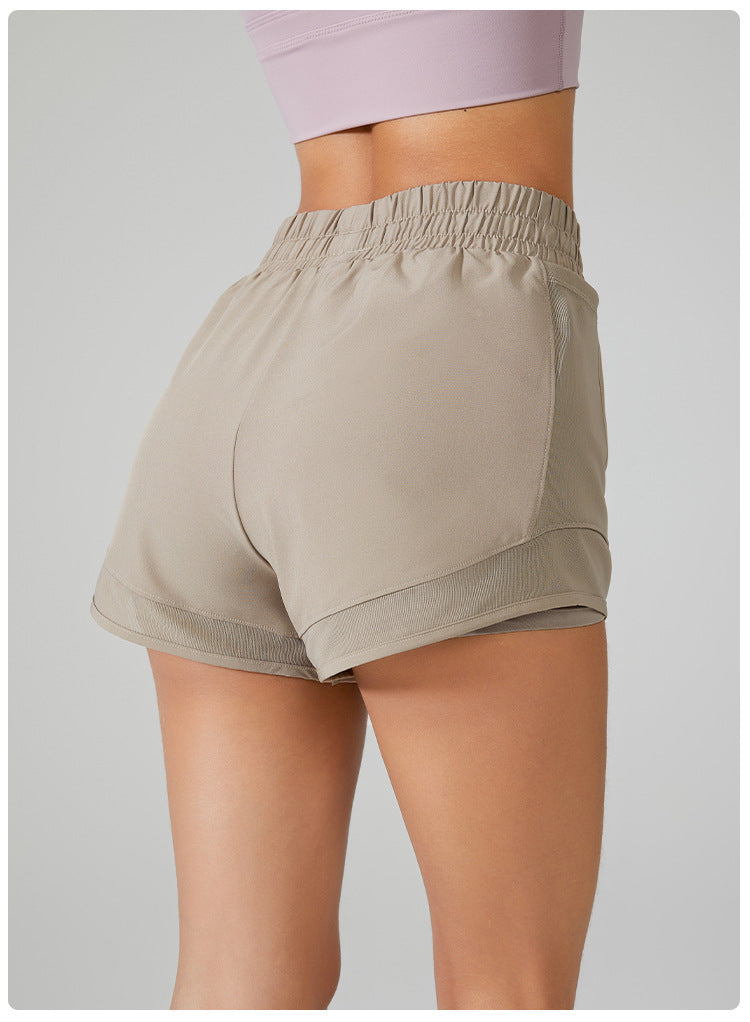 High Waisted Drawstring Shorts With Mesh Detailing