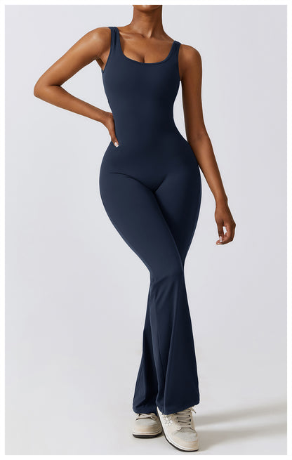 Flattering Jumpsuit With Ruched Cutout Back