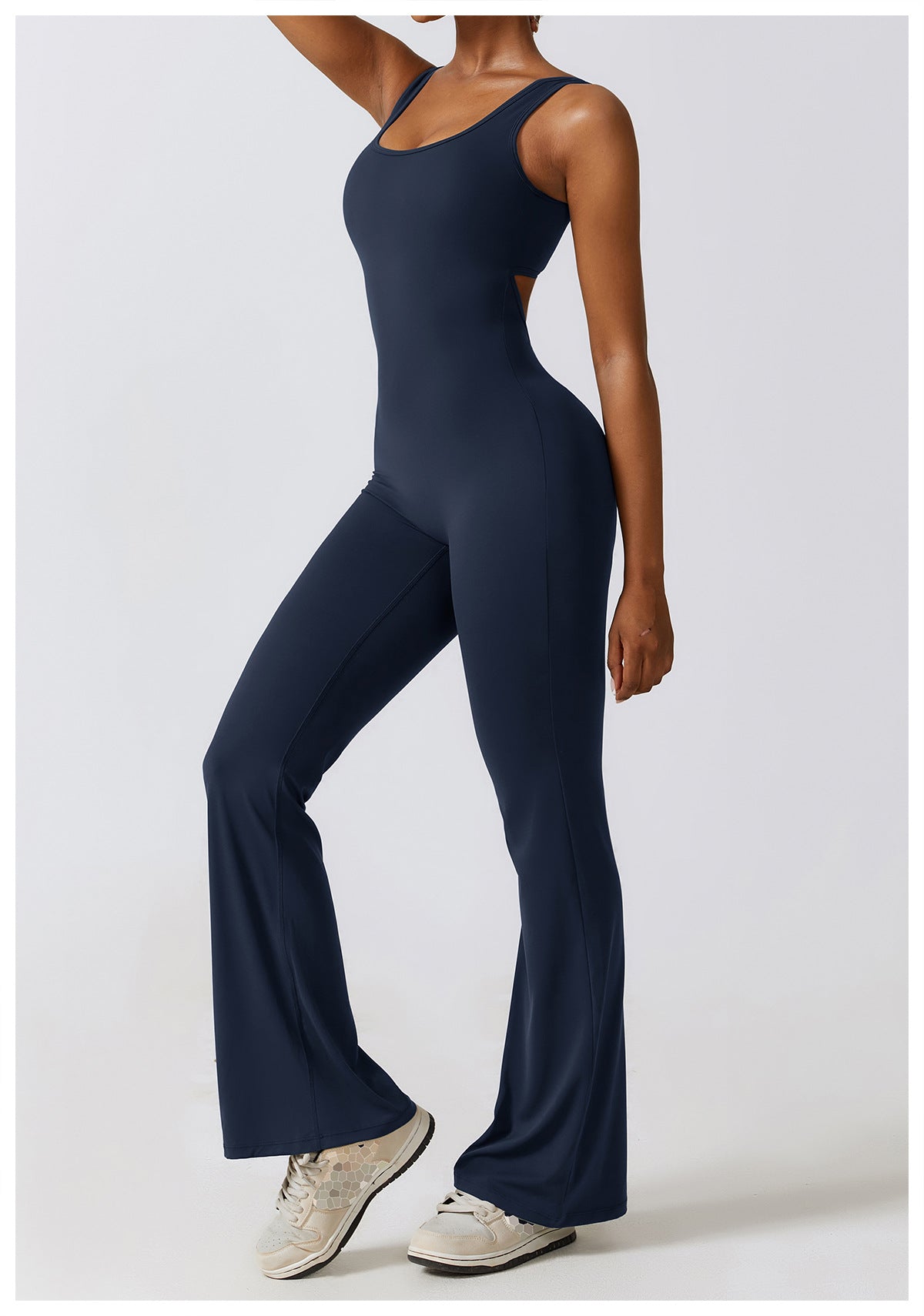 Flattering Jumpsuit With Ruched Cutout Back