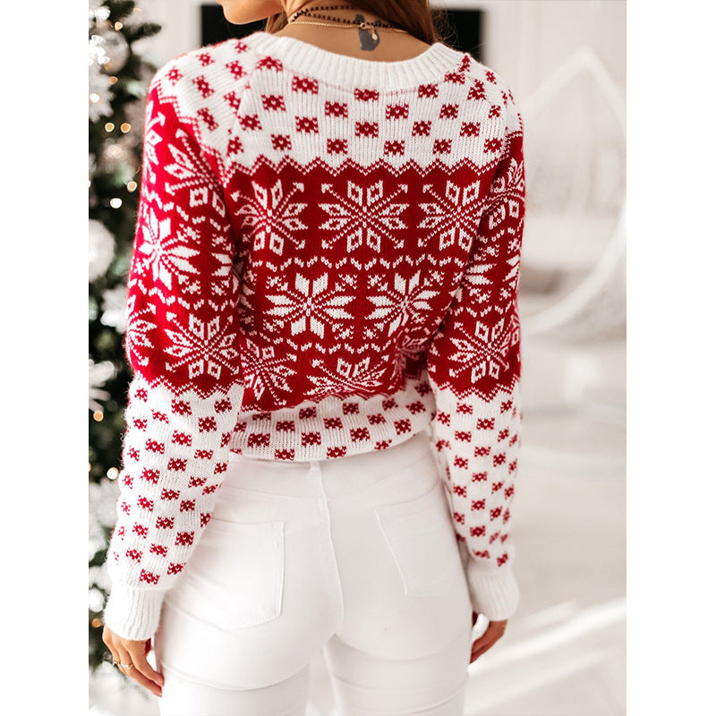 Snowflake Printed Christmas Sweater