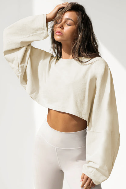 Loose Cropped Top With Loose Sleeves