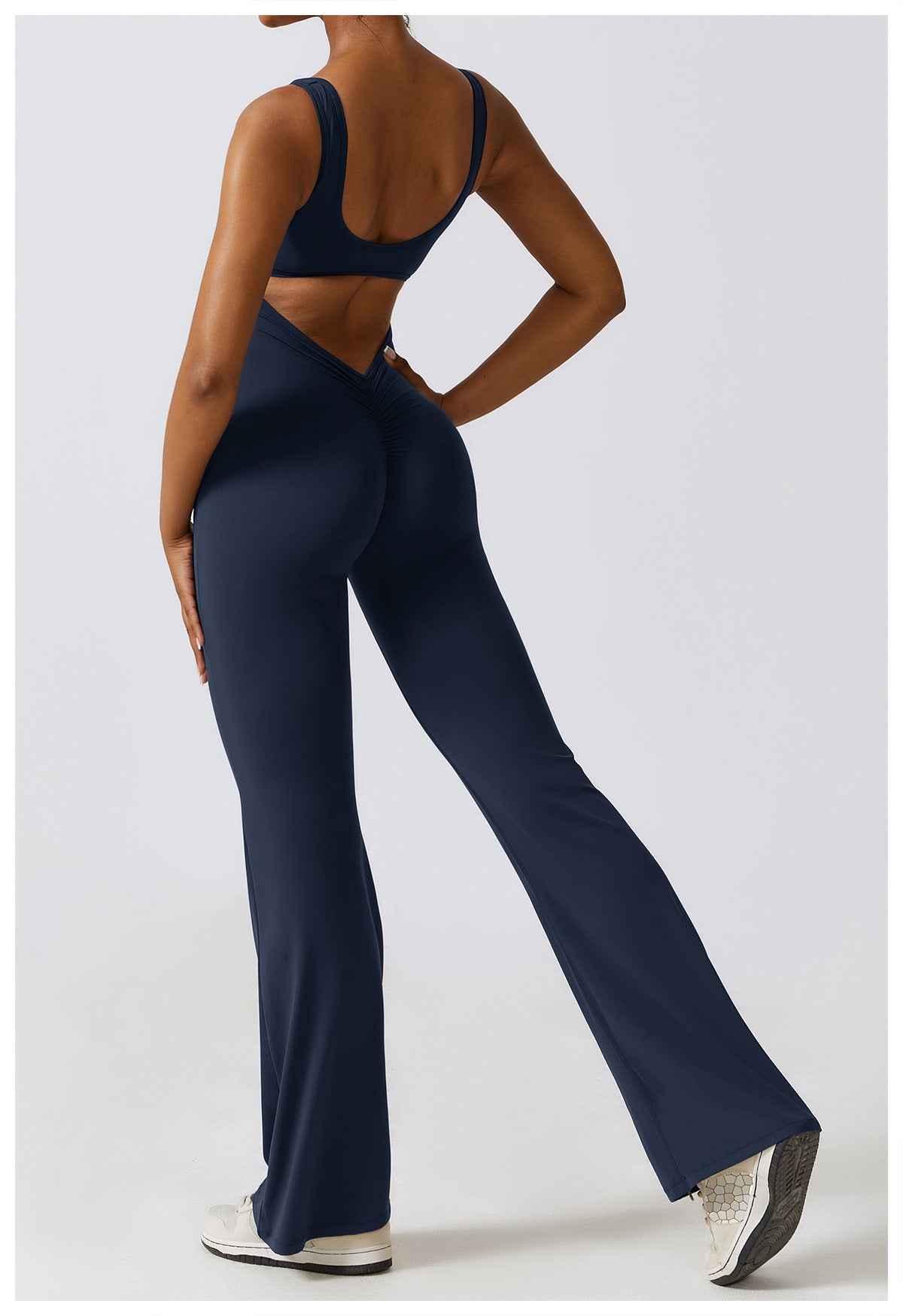 Flattering Jumpsuit With Ruched Cutout Back