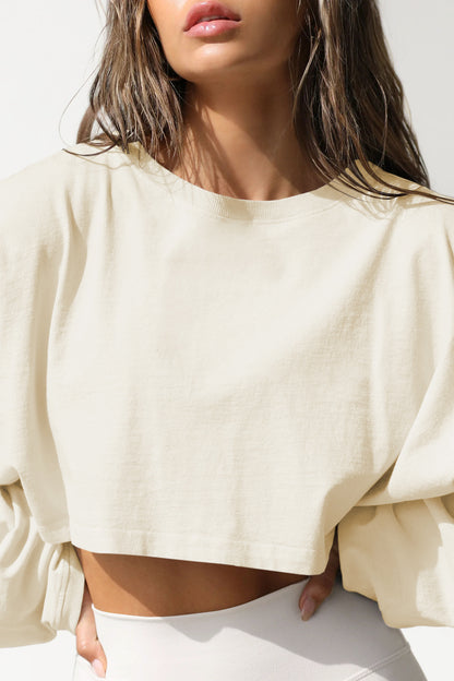 Loose Cropped Top With Loose Sleeves