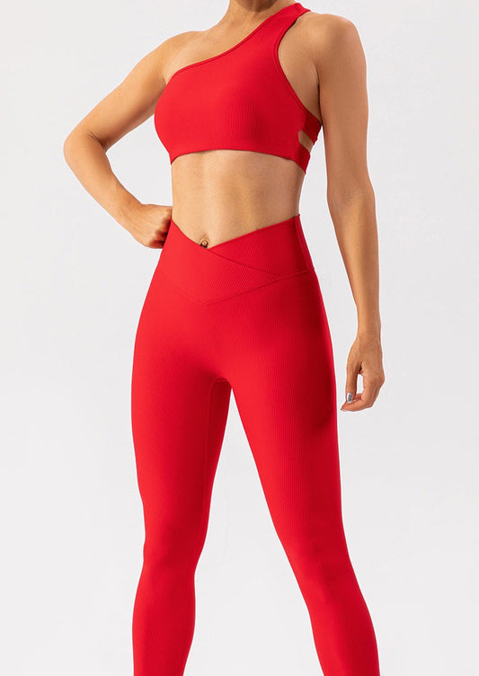 Breathable One Shoulder Top & Crossover Leggings