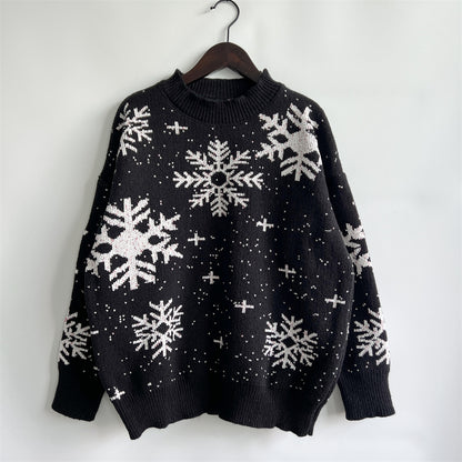 Snowflake Printed Oversized Sweater