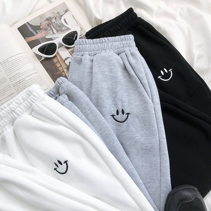 Smiley Embroidered Sweatpants