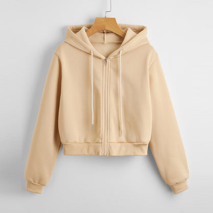 Casual Cropped Hooded Jacket