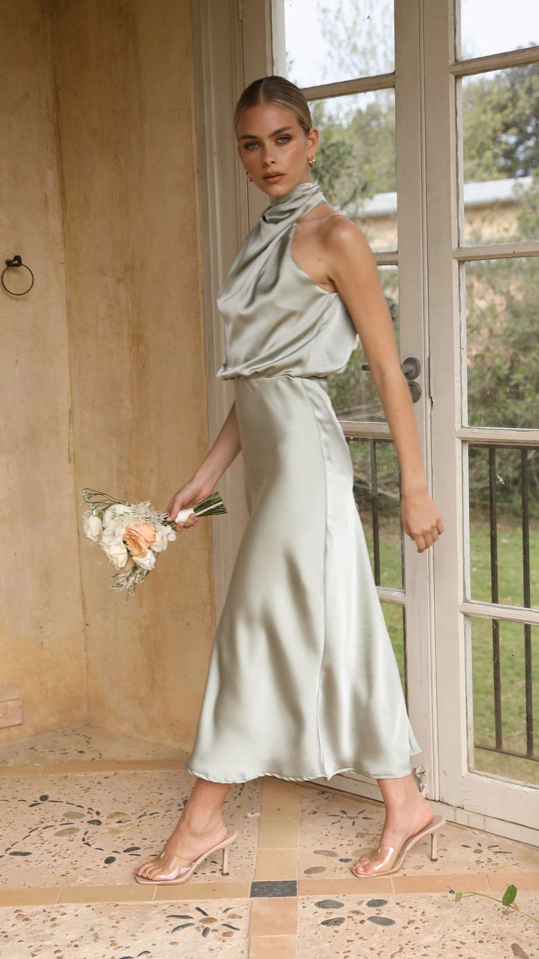 Elegant Long Satin Dress