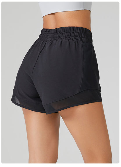 High Waisted Drawstring Shorts With Mesh Detailing