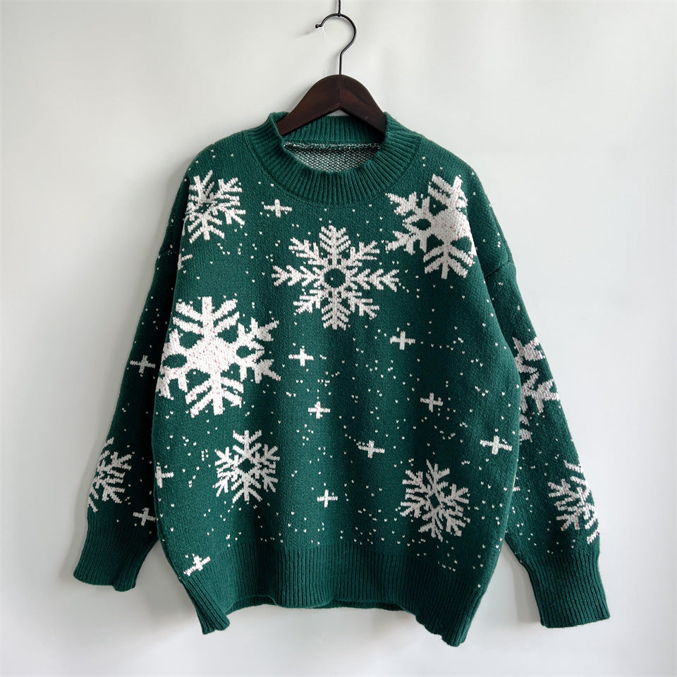 Snowflake Printed Oversized Sweater