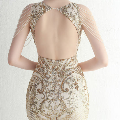 Slim Fitting Backless Sequin dress