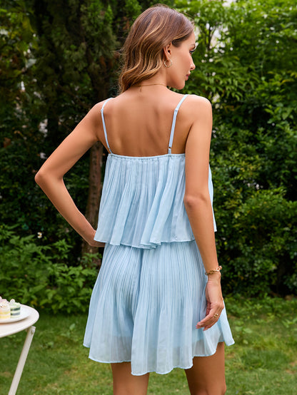 Blue Flowy Layered Dress