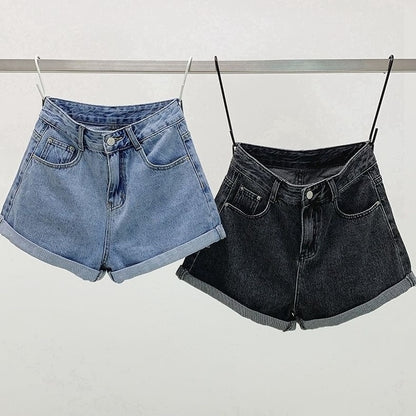 Denim Vintage Basic High Waist Shorts