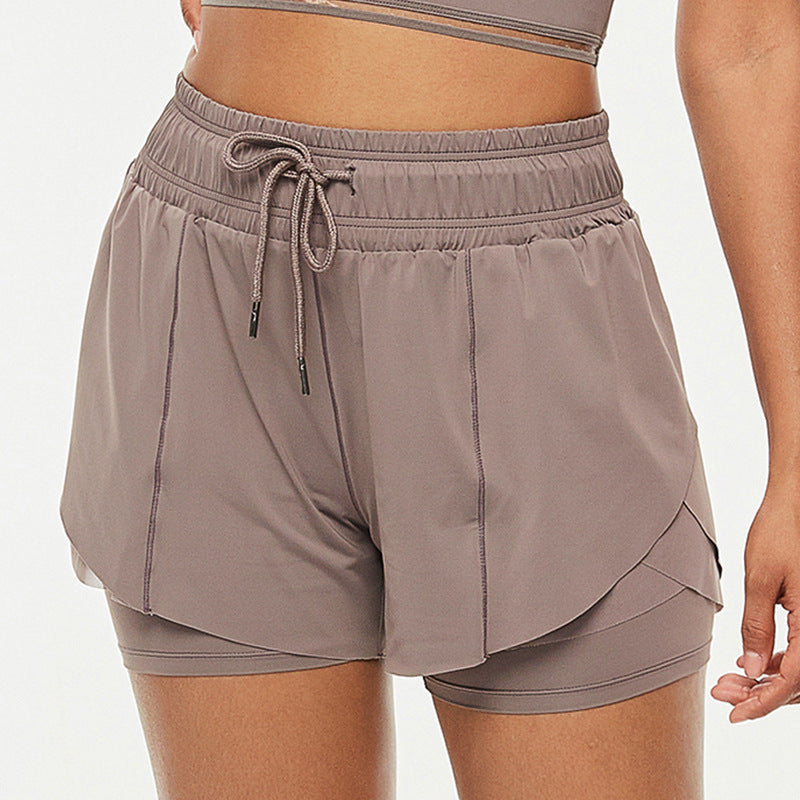 High Waisted Drawstring Shorts With Built In Coverage