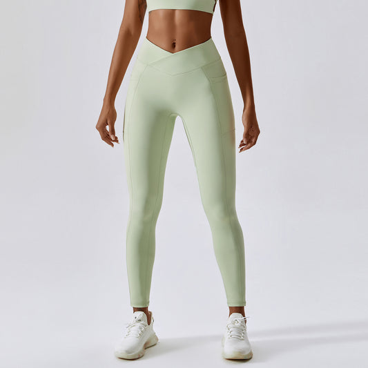 Crisscross High Waisted Quick Dry Leggings With Pockets