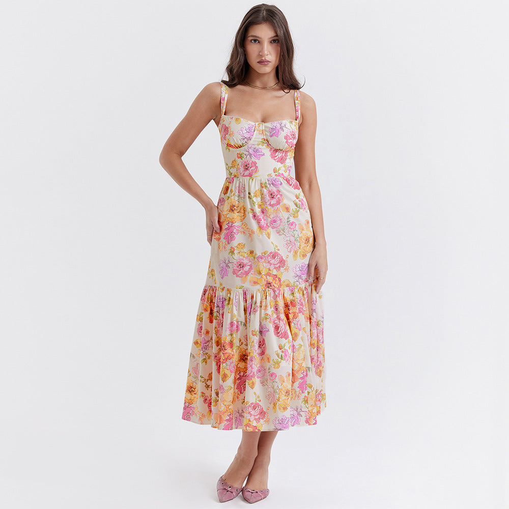 Long Floral Printed Elegant Summer Dress