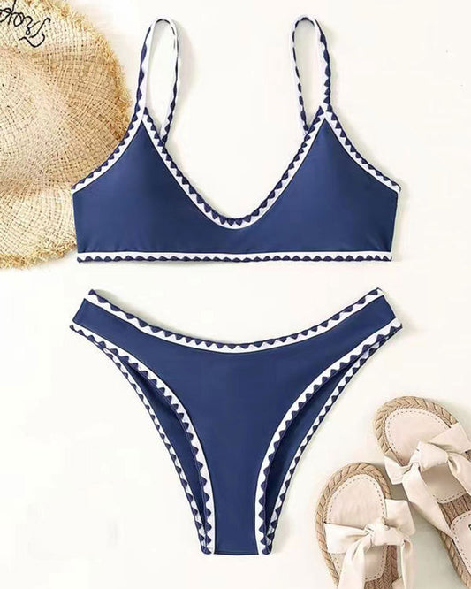 Blue Bikini Set With Printed Outline