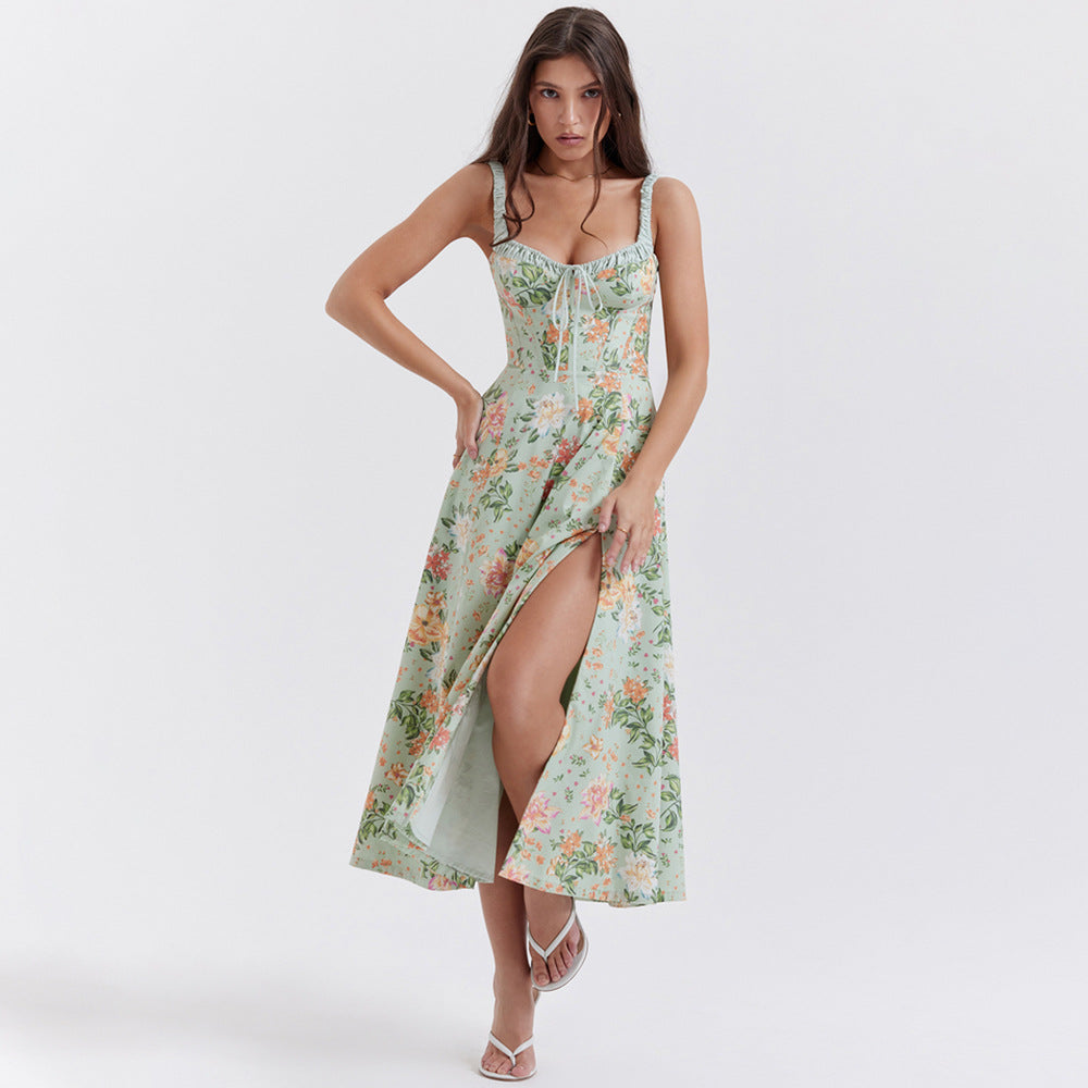 Floral Printed Summer Dress With Split