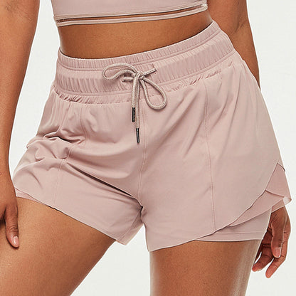 High Waisted Drawstring Shorts With Built In Coverage