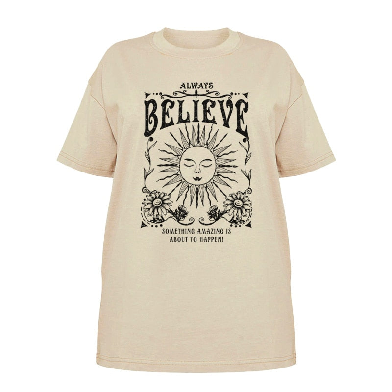 Always Believe Printed Oversized T-Shirt