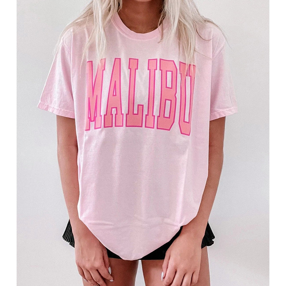 Pink Malibu Printed Short Sleeve Tee