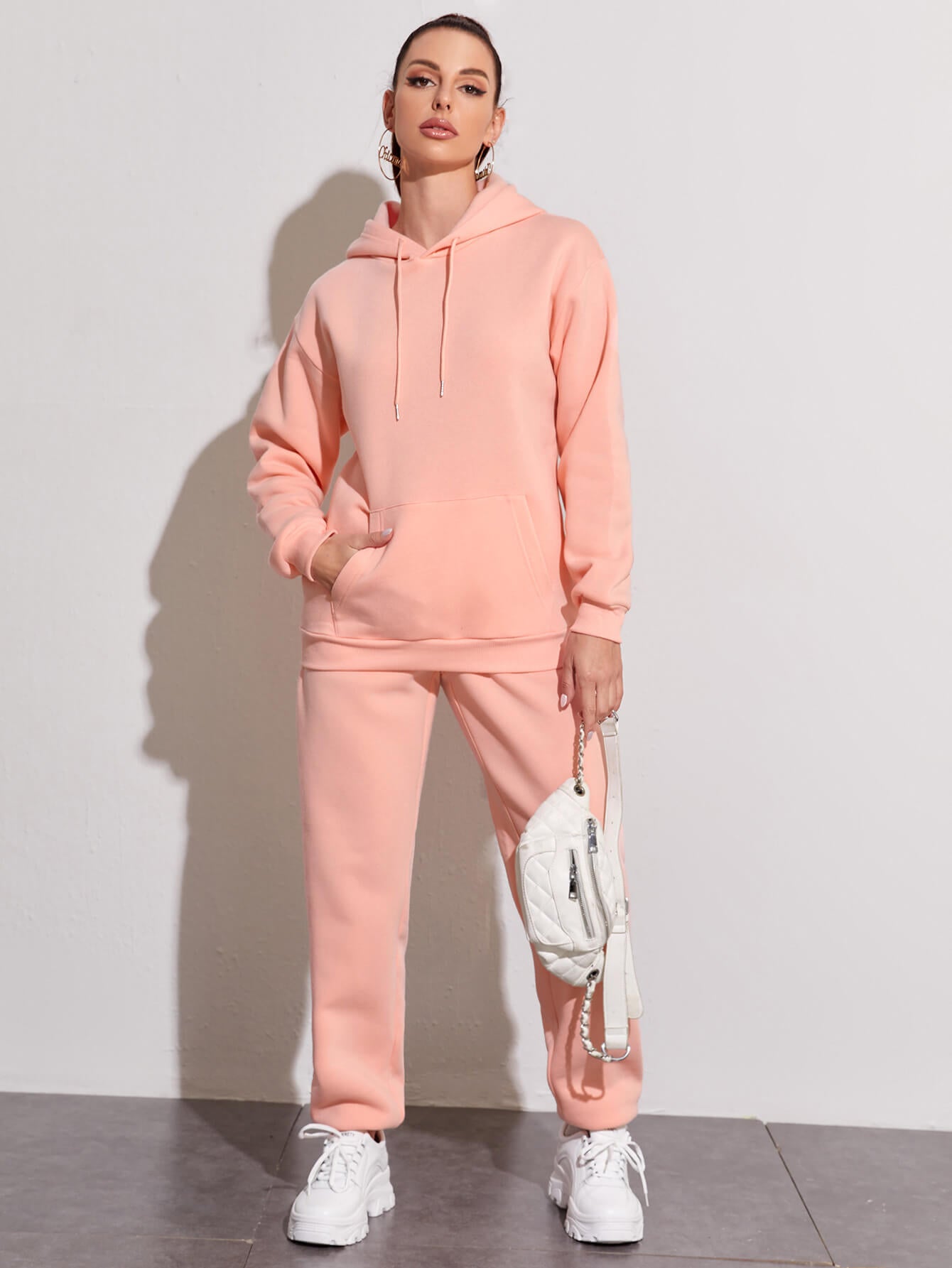 Casual Fleece Sweatshirt & Sweatpants Set