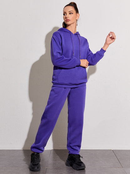 Casual Fleece Sweatshirt & Sweatpants Set