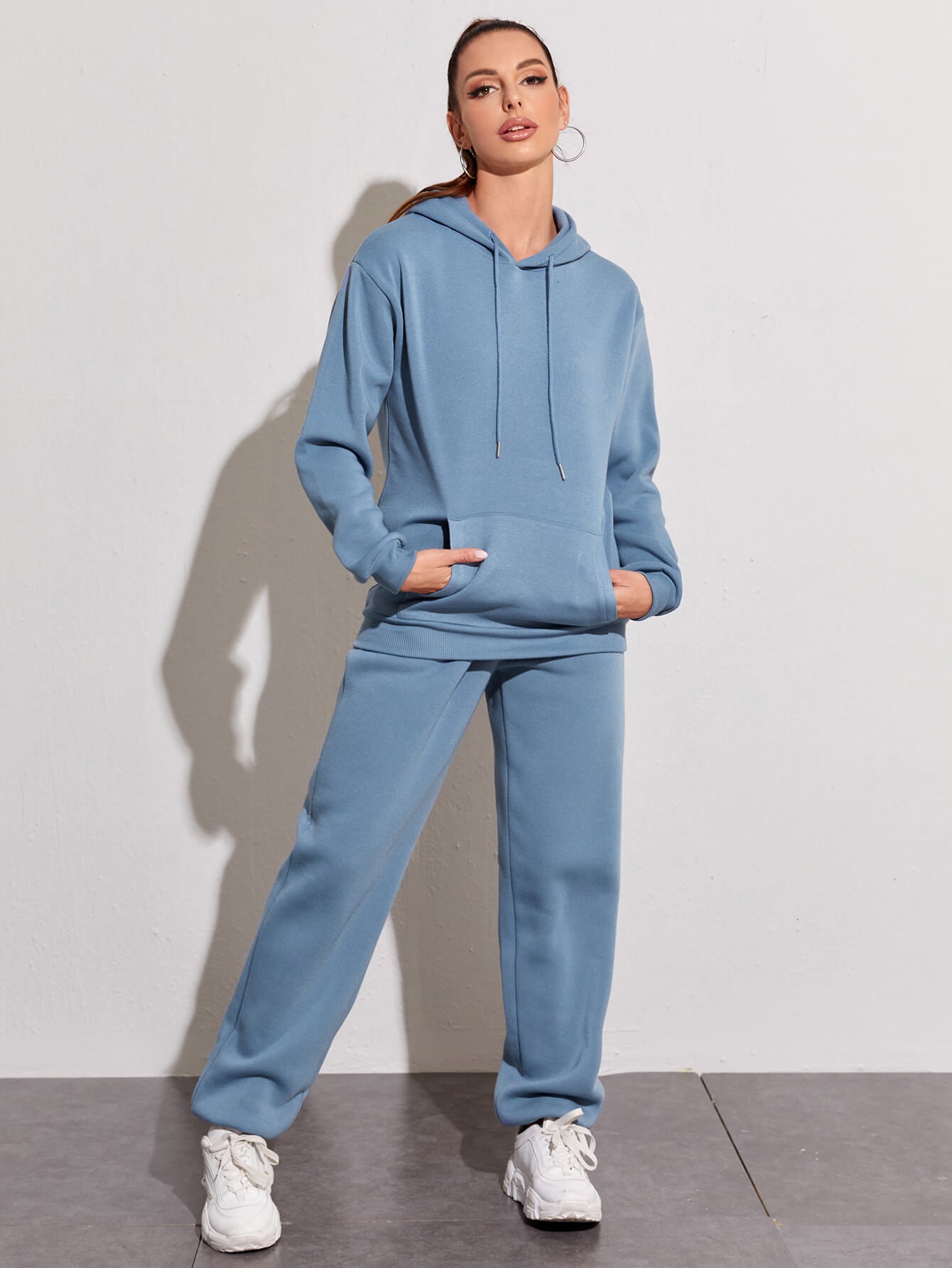 Casual Fleece Sweatshirt & Sweatpants Set