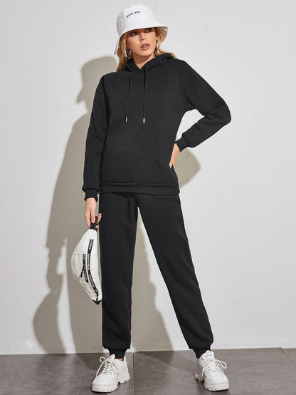 Casual Fleece Sweatshirt & Sweatpants Set