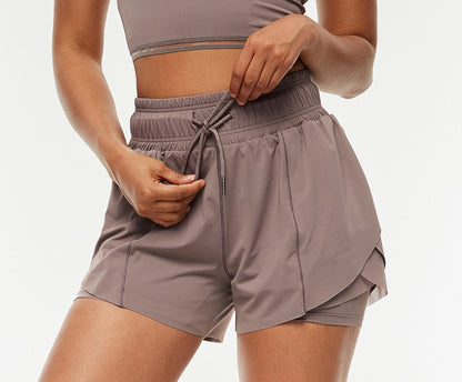 High Waisted Drawstring Shorts With Built In Coverage