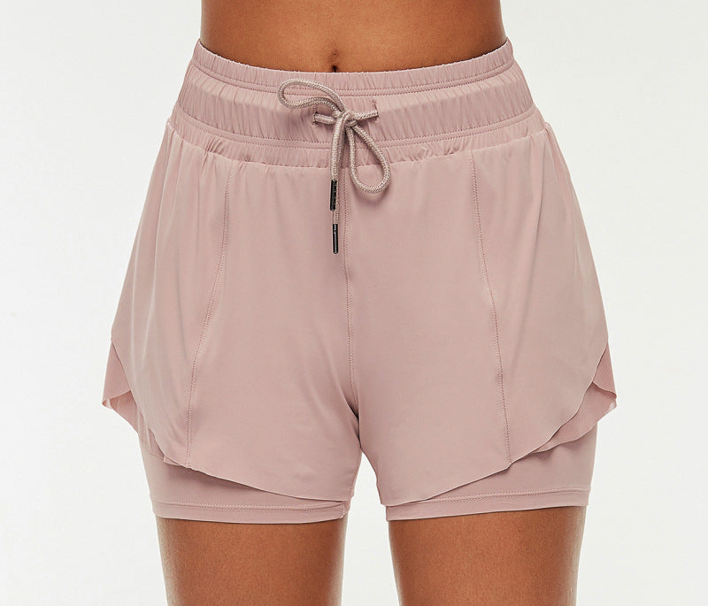 High Waisted Drawstring Shorts With Built In Coverage