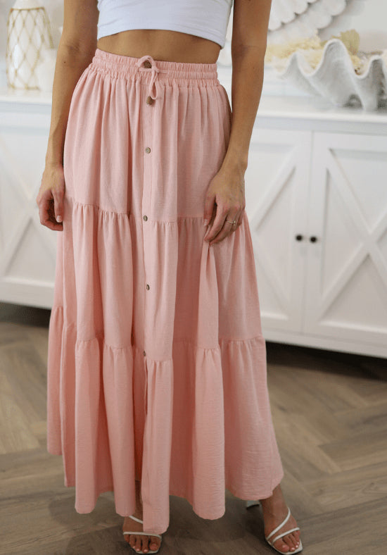 Elegant Long Skirt With Button Detailing