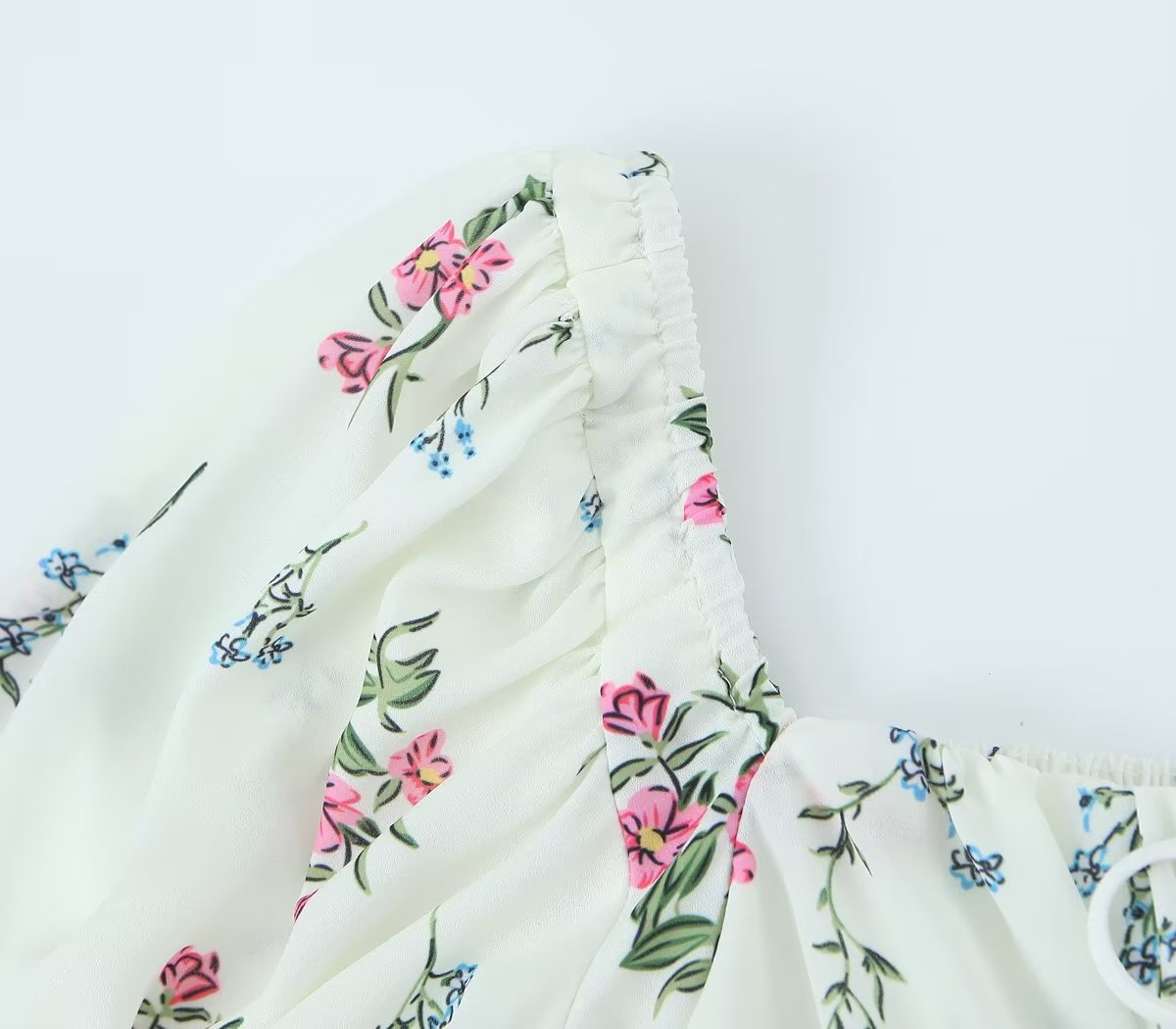 Puff Sleeve Floral Printed Cropped Top