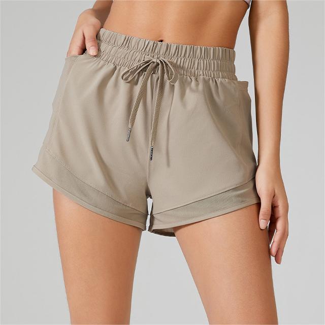 High Waisted Drawstring Shorts With Mesh Detailing