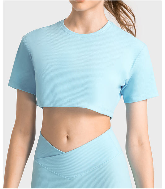 Cropped Short Sleeve Yoga Top