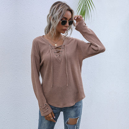 Long Sleeve V neck Loose Top