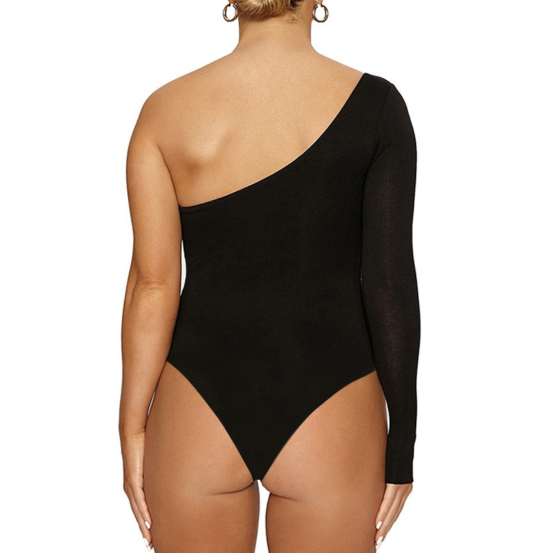 One Shoulder Long Sleeve Basic Bodysuit