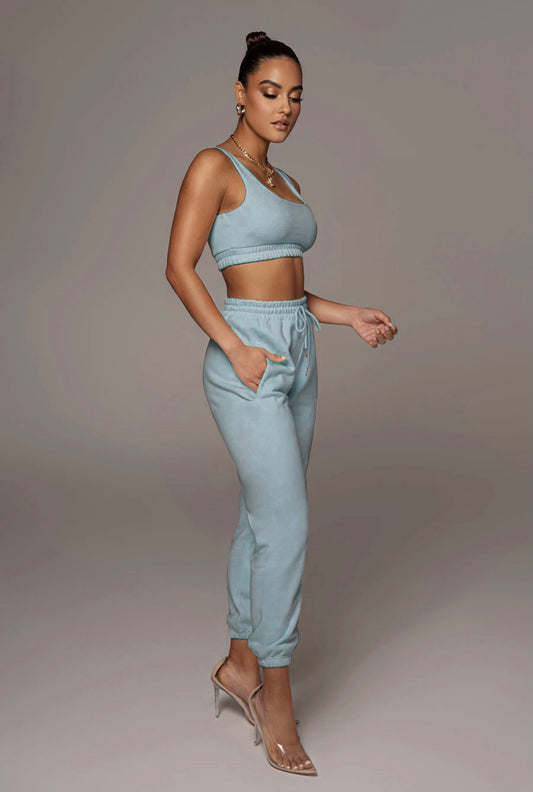 Basic Cropped Top & Sweatpants Set