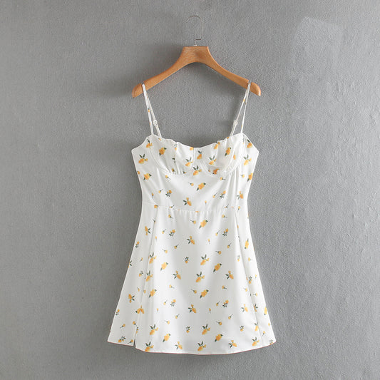 Casual White Floral Printed Dress